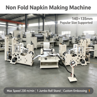 Machine à fabriquer des serviettes non pliées 140*135mm, populaire sur le marché péruvien, 8 sorties, modes de pliage multiples, 230m/min