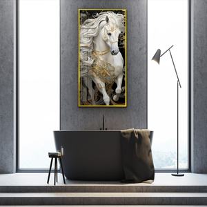 Pintura de Porcelana Brillante Vista Shuijingjing, Caballo Blanco Elegante, Pintura Colgante de Cristal de Alta Gama - Product Image 3