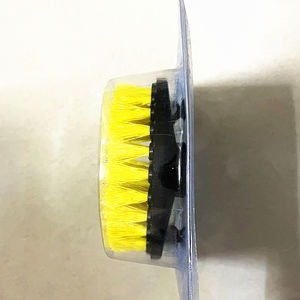 Juego de cepillos de fregado de alfombras para tapicería de detalles de coche de cerdas medianas amarillas 3 en 1 con 3 adaptadores de tornillos diferentes para <span class=keywords><strong>taladro</strong></span> - Product Image 2