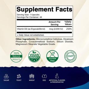 Vitamina de Alta Calidad en Cápsulas (60 Unidades) con Vitamina D2 para Fortalecer Huesos y Reforzar el Sistema Inmunológico - Product Image 3