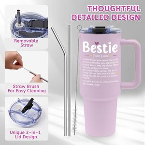 Juego de 3 vasos de plástico de gran capacidad, vaso portátil para coche con asa y pajita, para café y agua - Product Image 3
