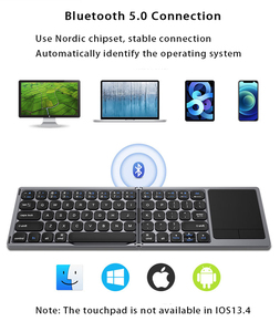 Nouveau clavier portable sans fil BT ultra-fin pliable avec pavé tactile rechargeable pour téléphone portable et tablette - Product Image 2