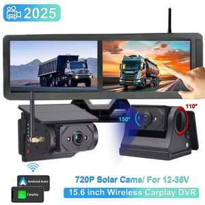 Cámara de Visión Trasera Inalámbrica con <span class=keywords><strong>Monitor</strong></span> de Pantalla Táctil Impermeable de 15.6 Pulgadas y 24V, Sistema Inalámbrico de IA BSD con Alarma de Voz para Camión - Product Image 2