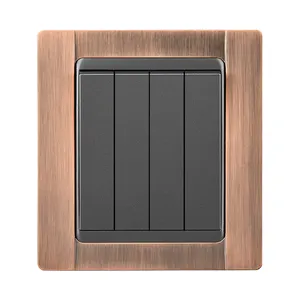 Type 86 UK/EU Standard 4 Gang 1/2 Way Wall Push Button Light Switch Zinc Alloy Panel Socket and Switches Electrical 10A