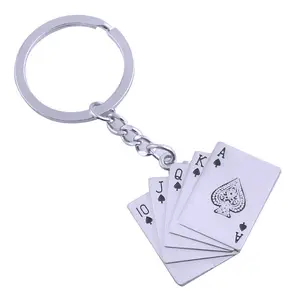 XIFENG 2024 Innovative Design Playing Card Metal Keychain Unique Retro Laser Logo Car Keychain Pendant Personalized Keychain