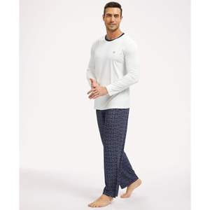 Premium <b>Men's</b> <b>Pajama</b> <b>Set</b> Bamboo Viscose Long Sleeve Sleepwear Plus Size Custom <b>Mens</b> Loungewear Modal Fabric Homewear - Product Image 2