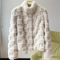 Mode dame vison et cisaillement Rex fourrure veste luxe femmes chaud véritable fourrure veste fourrure pull