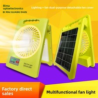 Ventilateur de camping LED portable pliable en plastique alimenté par énergie solaire/batterie/USB, 3 vitesses, double usage, autonomie de 12 heures, silencieux