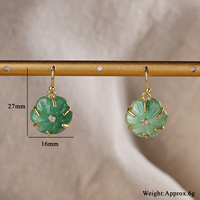 Boucles d'oreilles pendantes en forme de fleur en quartz, pierre précieuse naturelle sculptée, avec crochet doré et zircon, bijoux floraux pour femmes