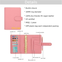 Portefeuille en cuir gaufré 35 couleurs Yihe, le plus vendu, avec anneau doré, classeur A6 pour argent, organiseur financier à feuilles mobiles pour l'école