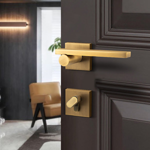 Poignée de porte moderne en alliage de zinc massif de qualité supérieure, <span class=keywords><strong>prix</strong></span> <span class=keywords><strong>d</strong></span>'usine, avec serrure de porte silencieuse à clé pour chambre, villa, maison, bureau - Product Image 3