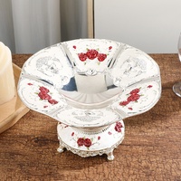 Petite assiette décorative en alliage de zinc en forme de liane de rose, style luxe léger, électroplaquée, pour table de café d'hôtel, décoration de snacks et pâtisseries