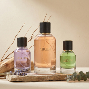 Aikun 3 <b>Bottle</b> Wood Cap Boxed Luxury Glass Eau De Parfum <b>Perfume</b> Gift Set for Women Men Retail Fragrance Store Display Pack - Product Image 3