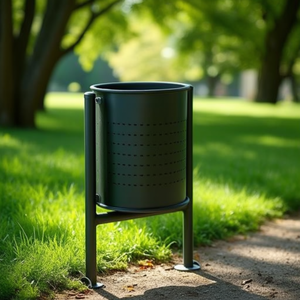 Cestino per Rifiuti Circolare 60 L in Metallo Perforato per Uso Esterno - Product Image 3