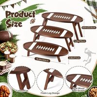 Nouveau plateau en bois à trois niveaux, support à desserts pour événements sportifs et festifs, présentoir à gâteaux en forme de ballon de rugby et support alimentaire