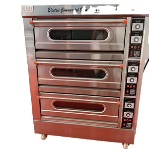 stainless steel 6 pans commercial bakery bread machine pizza baking oven with precise temperature control and timer