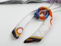 Foulard en satin de soie imprimé cercles colorés, bandana décoratif tendance, écharpe tour de cou, logo personnalisé disponible en gros