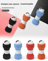 Bouteille d'eau de sport pliable en silicone en forme d'haltère 650 ml grande capacité