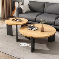 Table basse ronde en bois massif JIAMUJIA, style Wabi-sabi, moderne et luxueuse, pour petit salon, combinaison de meubles de salon créatifs