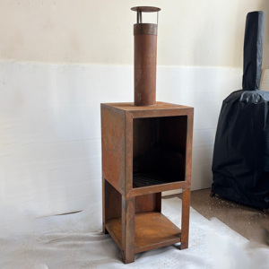 Nouveau produit : Brasero à structure KD avec cheminée en acier Corten, chauffage extérieur - Product Image 4