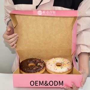 Изготовленный на заказ FSC крафт-коробка с откидной крышкой с офсетной печатью CMYK и глянцевым лаком для пончиков, пирожных, экологически чистая упаковка для выпечки - Product Image 2