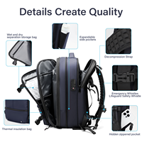 Sac à dos de voyage extensible 60L avec serrure TSA, grande capacité, sac à dos pour ordinateur portable 17,3 pouces, pour hommes, voyages d'affaires