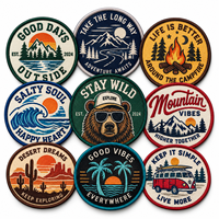 Patch brodé de style extérieur certifié usine, haute densité, avec logo lettre personnalisé, thermocollant