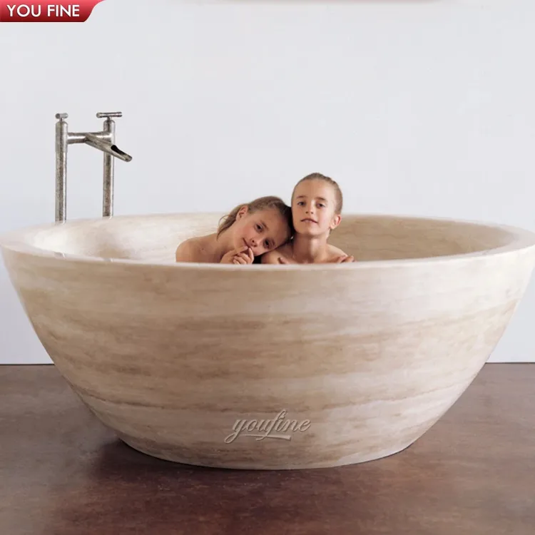 Handmade Oval Natural Antique Stone Bathtub Freestanding Marble Bath Tubs