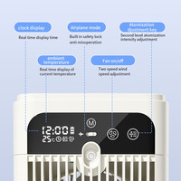 Ventilateur rafraîchisseur d'air rechargeable avec fonction humidificateur, affichage LED de l'heure et de la température, ventilateurs portables pour la maison et le bureau