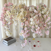 Vente en gros de branches de fleurs de cerisier artificielles, 150 cm, cascade de fleurs de cerisier suspendues en soie pour la décoration de mariage