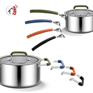 Realwin Wholesale Kitchen Triply Wall 304 Cooking Soup <b>Pot</b> Fry <b>Pan</b> Stainless Steel Cookware Set With Lid - Product Image 4