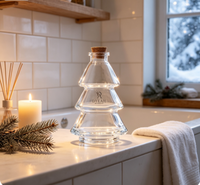 Bouteille diffuseur en verre en forme de sapin de Noël DY-C-127, vide, avec bouchon en liège, pour parfum d'ambiance et décoration intérieure