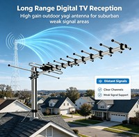 B-12D-12 Außen-Richtantenne Yagi HDTV Langstrecken-DVB-T2 Digital-TV-Antenne Kunststoff-Stangenmontage