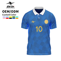 Camiseta de Fútbol Personalizada EXON Versión Tailandia con Franjas Azules y Rojas, Elegante Diseño con Colores Nacionales, Camiseta de Entrenamiento