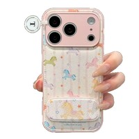 Étui de téléphone pour iPhone 17 Pro Max en similicuir avec motif animal poney, antichoc, pour filles, design élégant