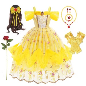Offre Spéciale <span class=keywords><strong>belle</strong></span> et la bête princesse cloche Cosplay jaune robe de luxe Halloween fille château carnaval fête robe de princesse - Product Image 1