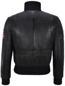 Chaqueta de aviador para mujer, personalizada, 100% cuero napa negro genuino, estilo Top Gun, acabado vintage, cremallera YKK, privada - Product Image 3