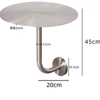 Table d'appoint murale ronde en acier inoxydable, support de tasse à café incurvé à fixation par pince, style moderne et minimaliste