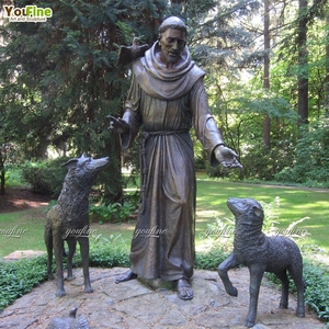 Église populaire Figure religieuse Sculpture Bronze Saint François d'Assise Statue - Product Image 4