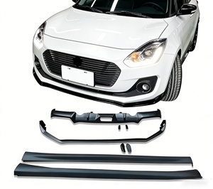 Kit Carrozzeria per <span class=keywords><strong>Suzuki</strong></span> Swift 2016-2020, Labbro Paraurti Anteriore, Minigonne Laterali, Labbro Posteriore, Sportivo in ABS di Alta Qualità, Nero, Gancio di Traino Avvitabile - Product Image 3