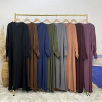6693 #   Abaya Modeste de l'Aïd, unie, longue, coupe trapèze, simple et luxueuse, avec ruban en dentelle de qualité supérieure, manches longues, pour le printemps et l'automne, 6