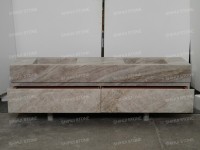 Meuble-lavabo intégré mural en quartzite Taj Mahal SH STONE pour salle de bain, design moderne pour hôtel et villa, double vasque avec tiroirs