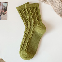 Chaussettes en cachemire - Chaussettes mi-longues pour femmes pour l'automne et l'hiver, chaussettes longues de couleur unie, chaussettes polyvalentes et confortables à empiler