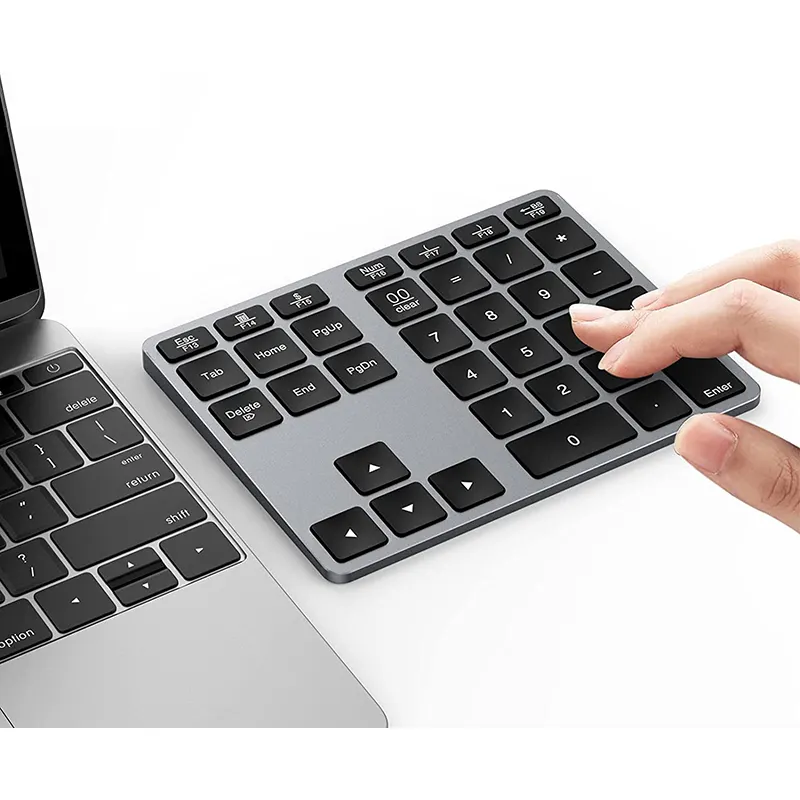 Keyboard Digital 35 Tombol, Papan Ketik Aluminium Pad Nomor Blue-Tooth Dapat Diisi Ulang untuk Mac Windows
