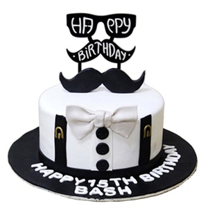 Decorazione per Torta in Acrilico Nero per la Festa del Papà, Topper in Acrilico 'Buon Compleanno Papà' per Decorazione Torta di Compleanno - Product Image 1