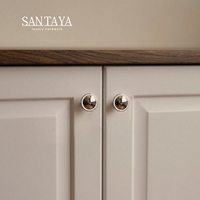 Poignée de meuble Santaya en laiton nickelé PVD massif, pour armoire de cuisine, tiroir de chambre et placard