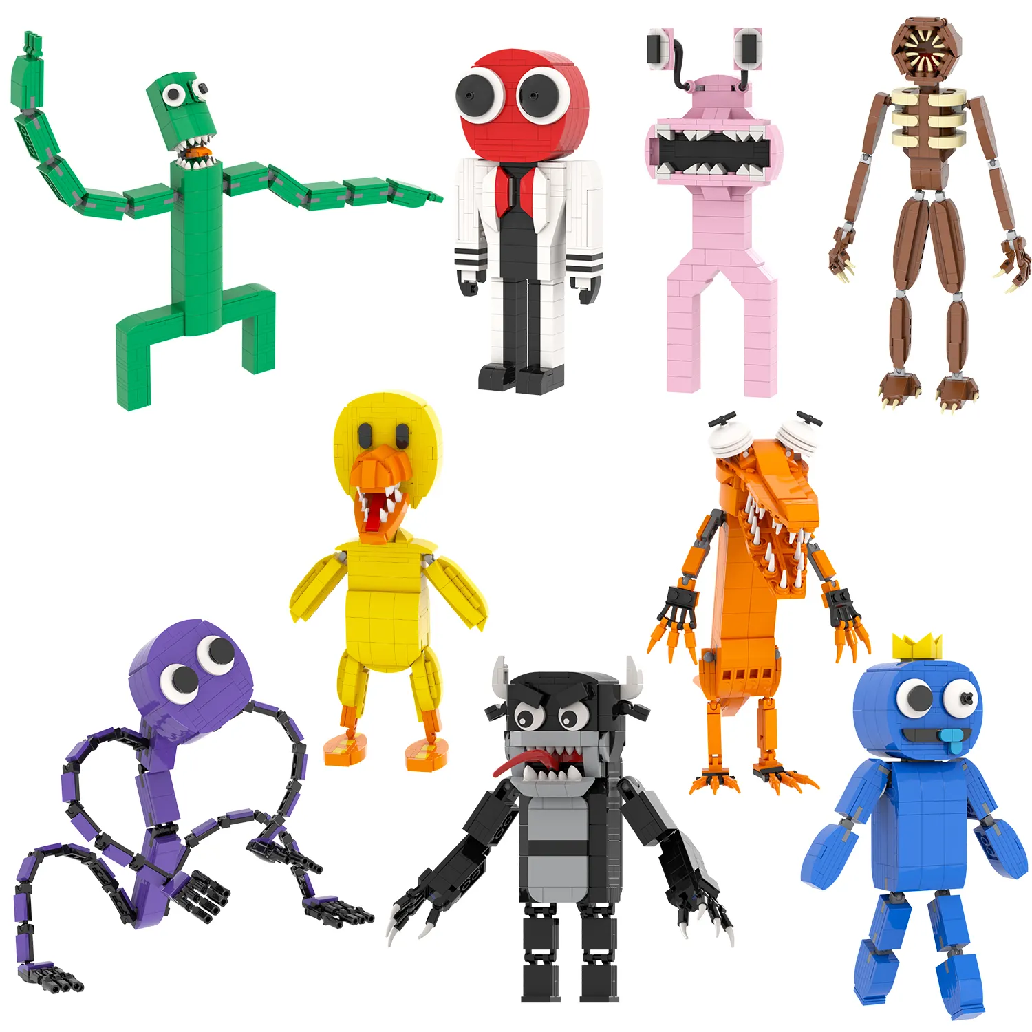 MOC Horror Game Orange Blue Green Purple Rainbow Friends Bricks Set Customized Character Model Building Blocks Kids Gift Toys
