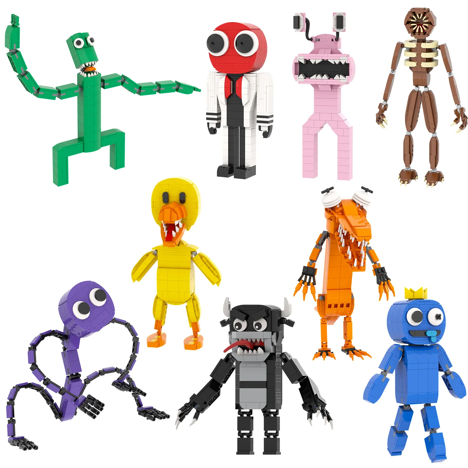 MOC Horrors piel Orange Schwarz Grün Braun Lila Regenbogen Freunde Ziegel Set Kunden spezifische Charakter Modell Bausteine Kinderspiel zeug