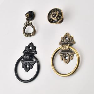 Traditional Zinc Alloy Cabinet Ring Pulls And <b>Knobs</b> For Drawer <b>Door</b> Hardware <b>Black</b> And Antique Bronze Finish - Product Image 2
