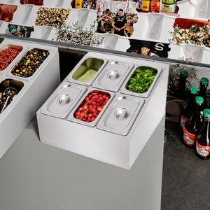 Bac Gastro Inox 1/6 GN avec Support 4 Grilles, Équipement de Buffet Ligne Unique pour Hôtels et Restaurants - Product Image 1